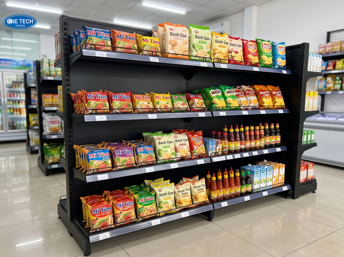 Báo giá và địa chỉ cung cấp kệ trưng bày bim bim Huế uy tín