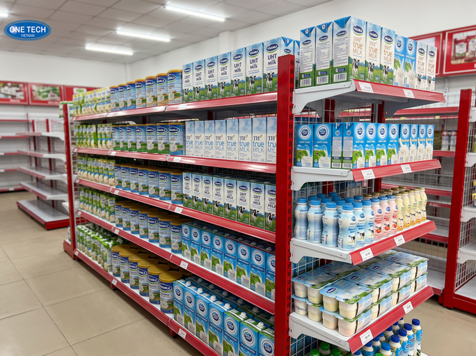 Các loại kệ trưng bày sữa Huế phổ biến hiện nay